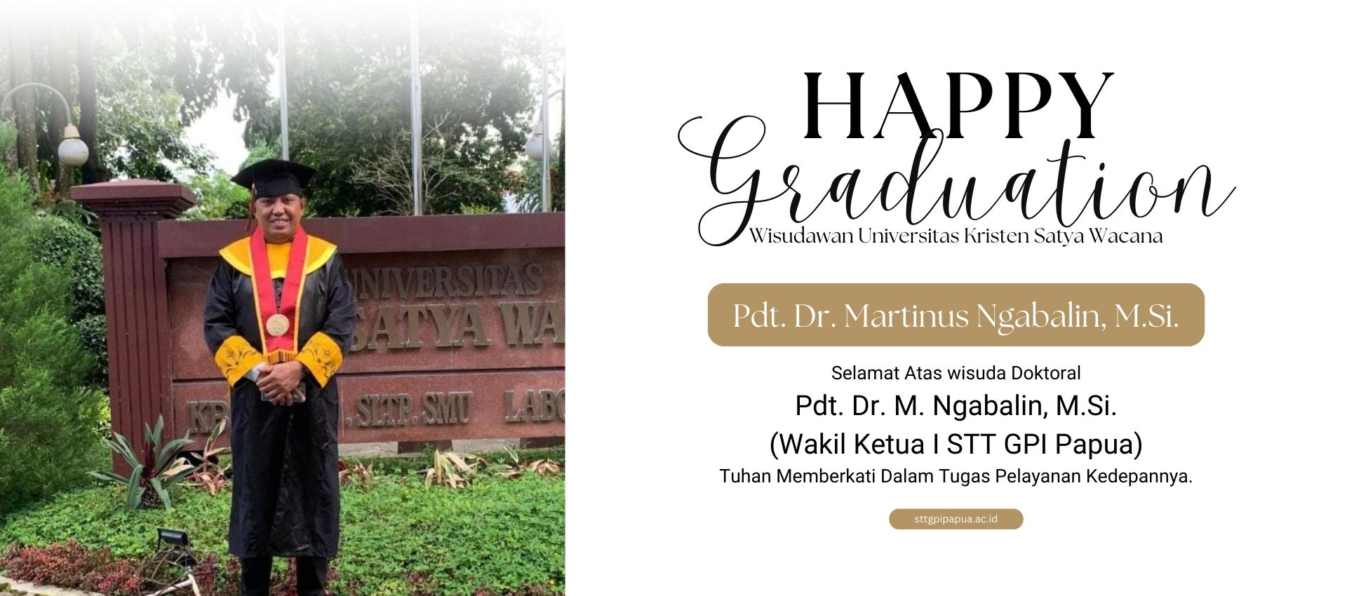 Pdt. Dr. Martinus Ngabalin, M.Si. Resmi Raih Gelar Doktor dalam Wisuda Periode I UKSW